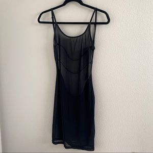 Mesh Strappy Back Mini Dress - Black